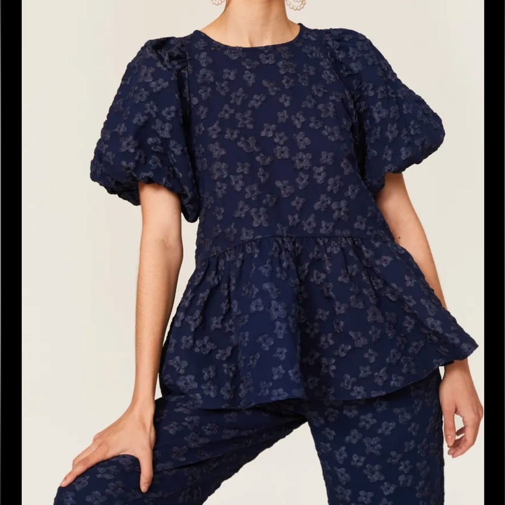 Stine Goya Jacquard Peplum Blouse, size Small